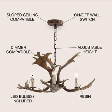 Eldora 27" Adjustable Resin Antler LED Chandelier - JONATHAN Y